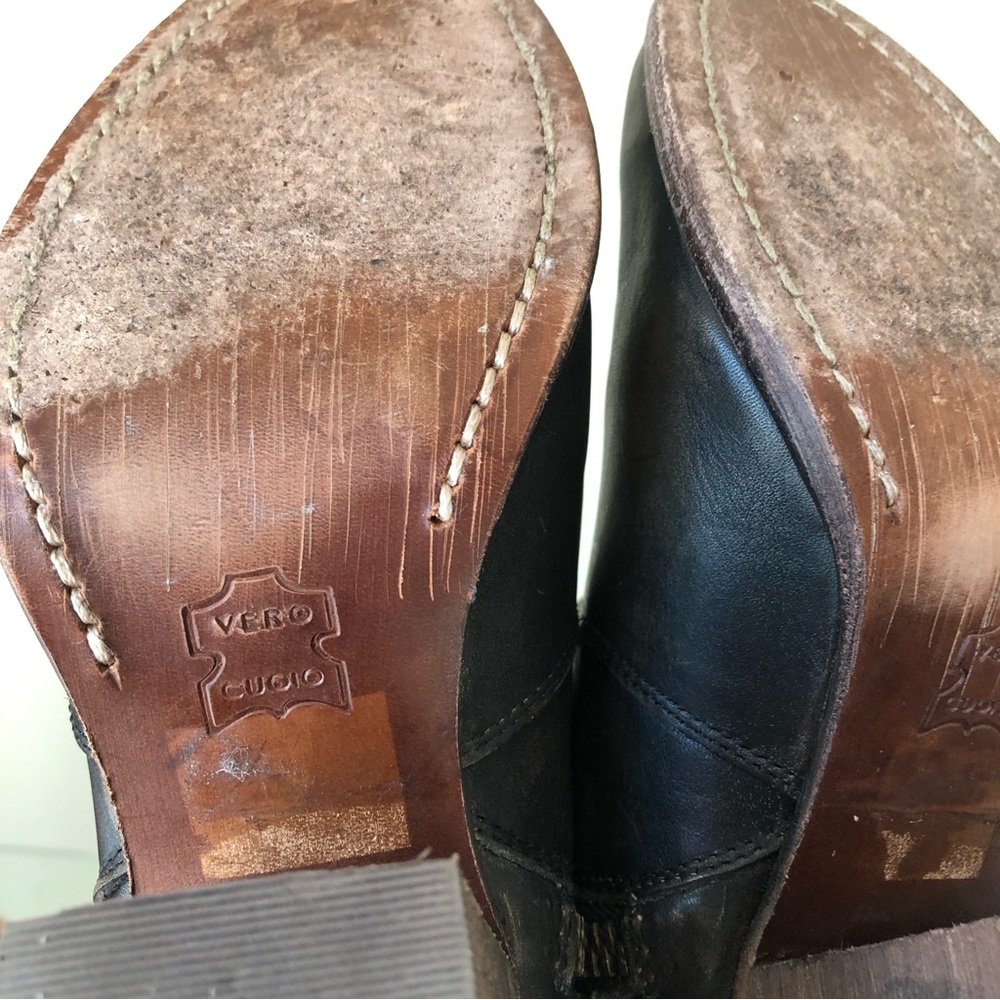 Hinge barris distressed leather ankle boots double zip heeled booties - Picture 14 of 14
